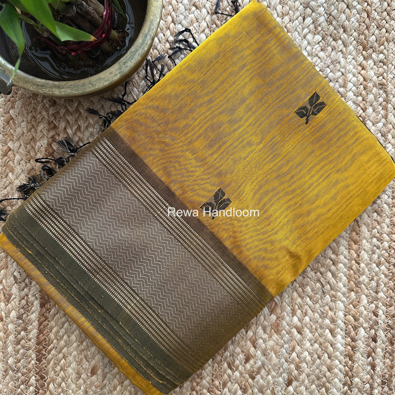 Maheshwari Mustard Yellow Resham Thread Butti Saree RBS03