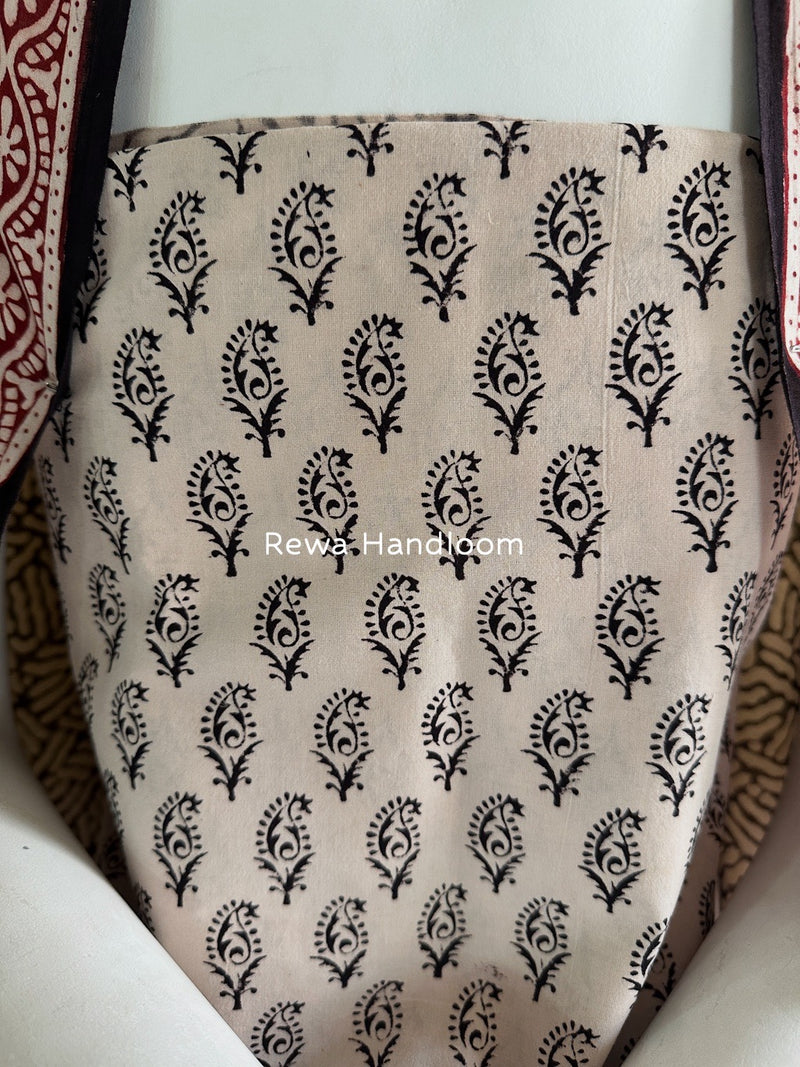 White-Black Bagh Print Cotton Suit BGCSJ0115