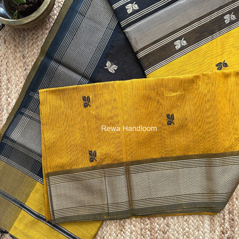Maheshwari Mustard Yellow Resham Thread Butti Saree RBS03
