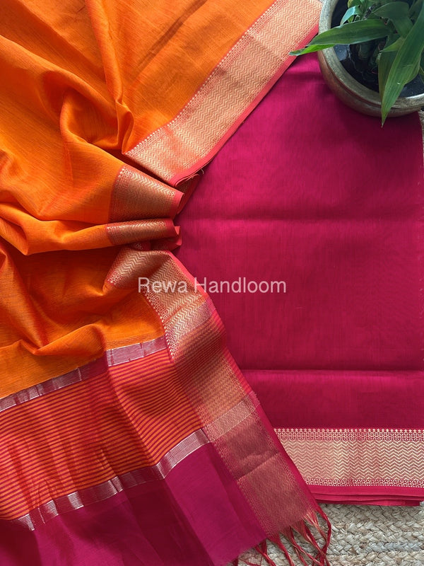 Maheshwari Zari Border Dress Material