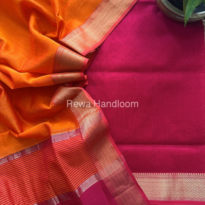 Maheshwari Zari Border Dress Material