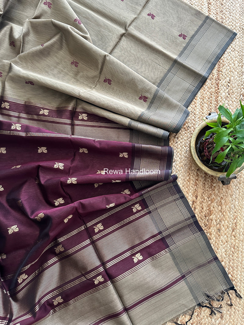 Maheshwari Beige Resham Thread Butti Saree RBS04