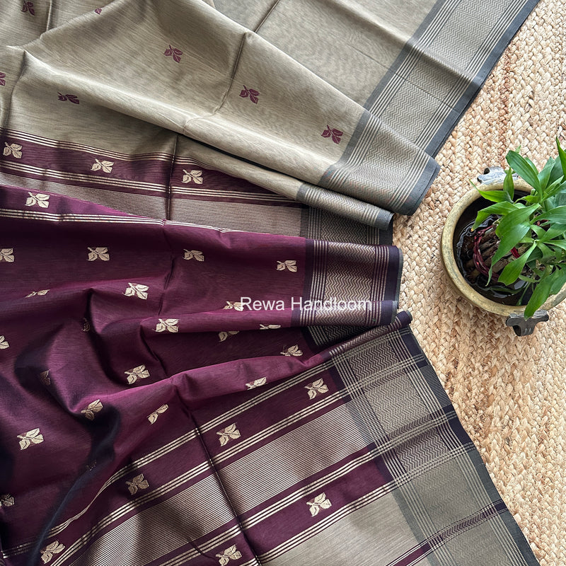 Maheshwari Beige Resham Thread Butti Saree RBS04