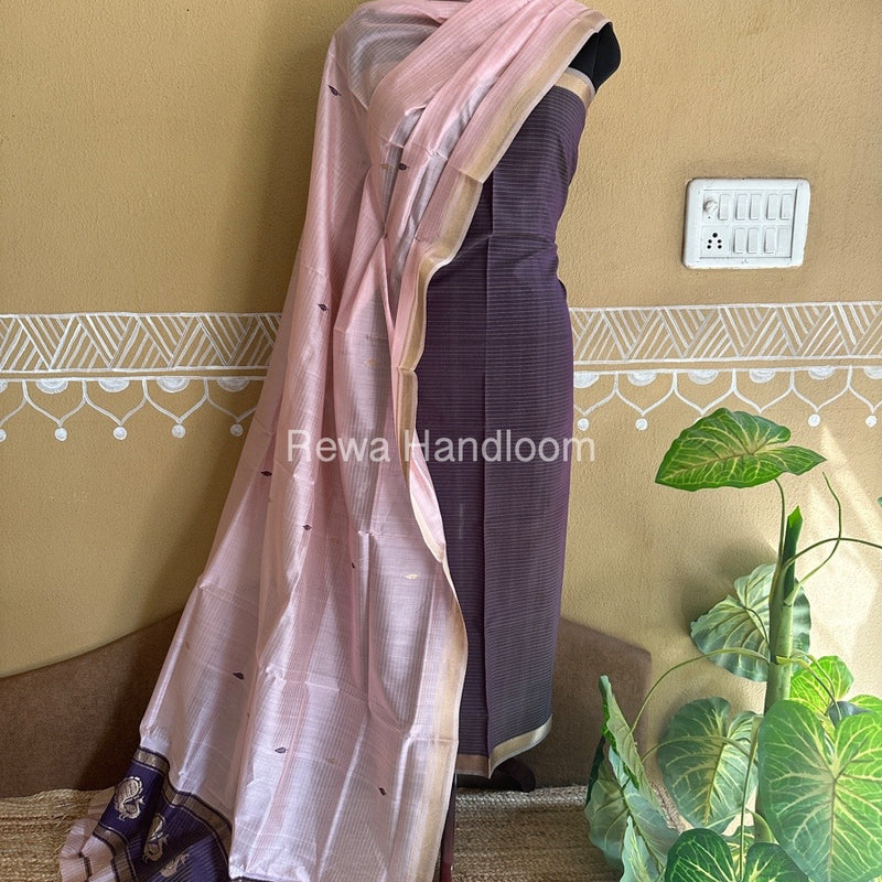 Maheshwari Peacock Buta-Buti Top-Dupatta Set