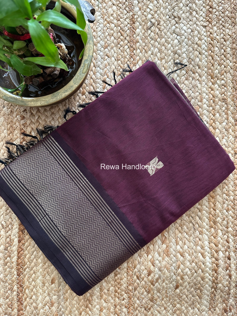 Maheshwari Wine Resham Thread Butti Saree RTBS01