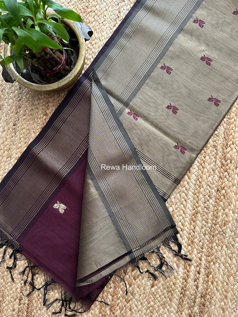 Maheshwari Wine Resham Thread Butti Saree RTBS01