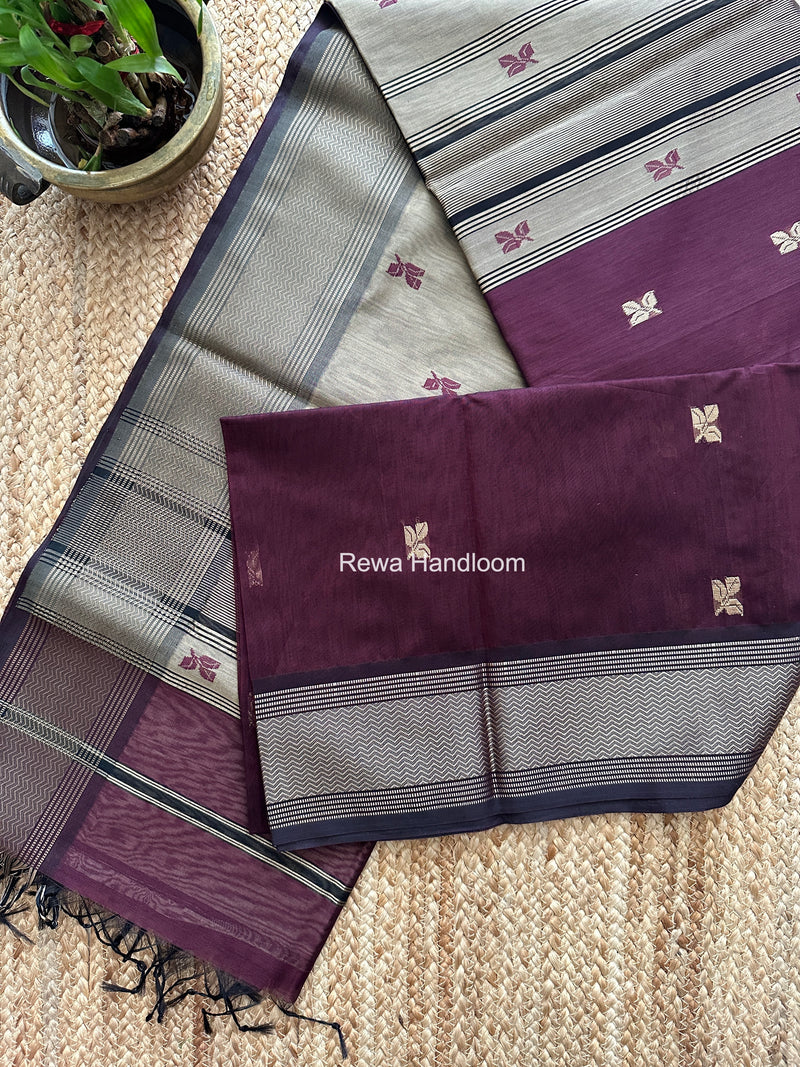 Maheshwari Wine Resham Thread Butti Saree RTBS01