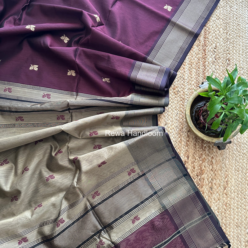 Maheshwari Wine Resham Thread Butti Saree RTBS01