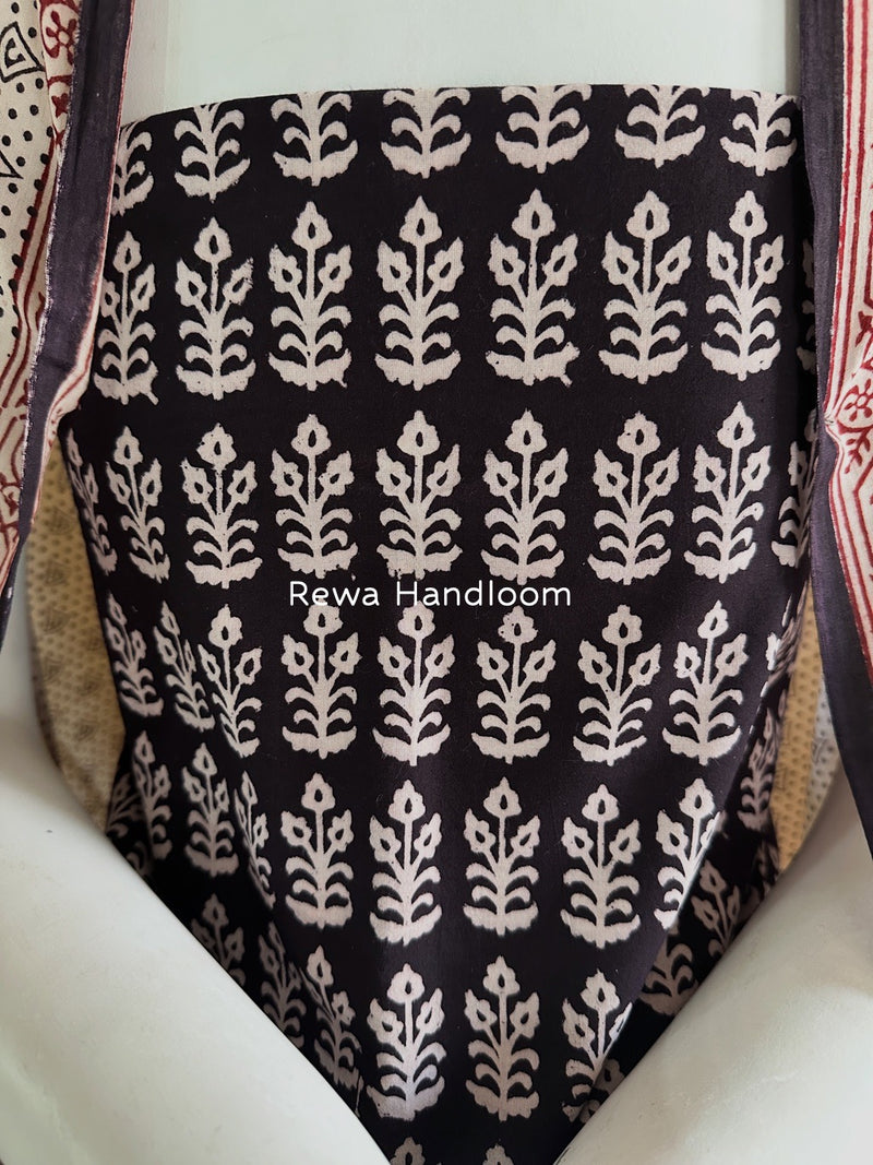 Black-White Bagh Print Cotton Suit BGCSJ092