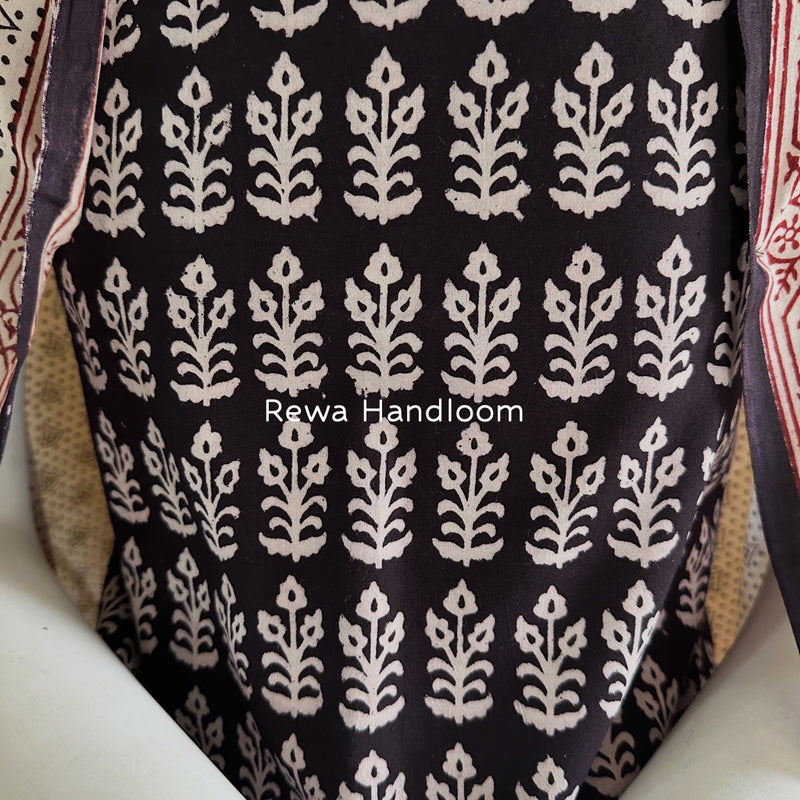 Black-White Bagh Print Cotton Suit BGCSJ092