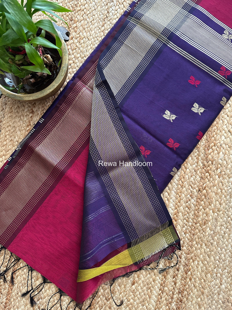 Maheshwari Magenta Resham Thread Butti Saree RBS02