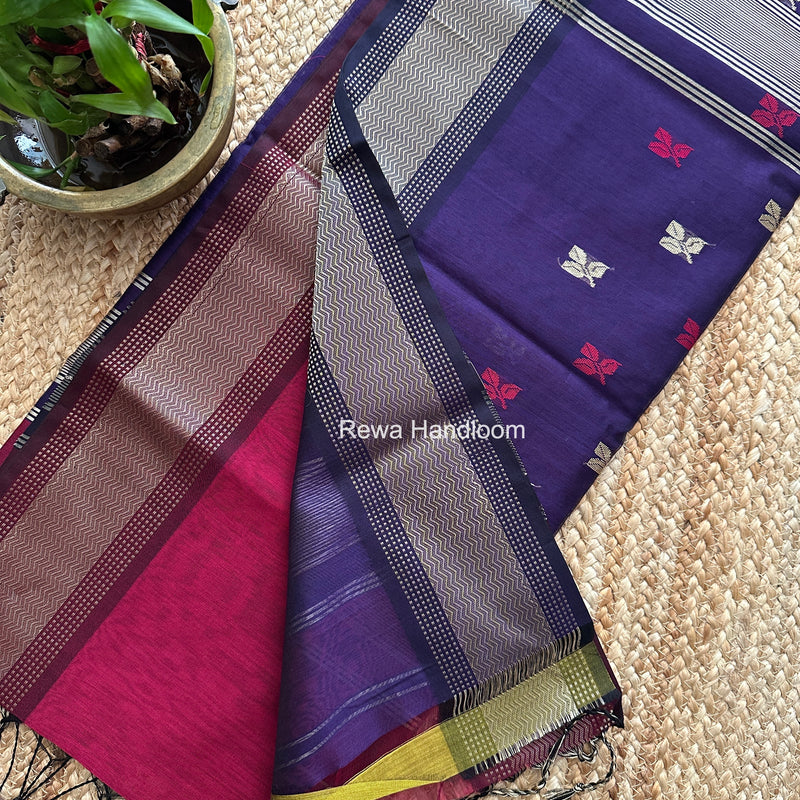 Maheshwari Magenta Resham Thread Butti Saree RBS02