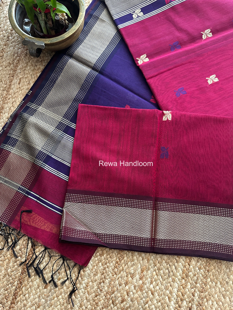 Maheshwari Magenta Resham Thread Butti Saree RBS02