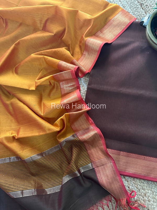 Maheshwari Zari Border Dress Material