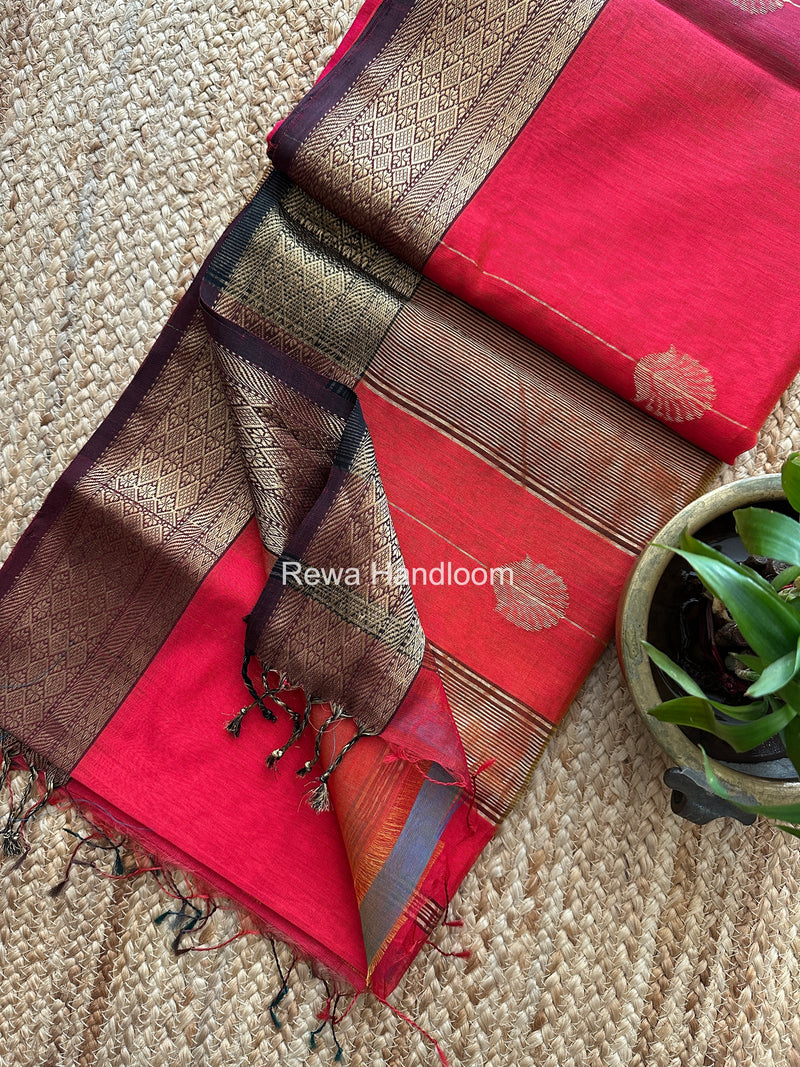 Maheshwari Lining Butta Saree