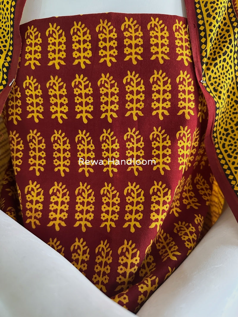 Maroon-Yellow Bagh Print Cotton Suit BGCSJ0104