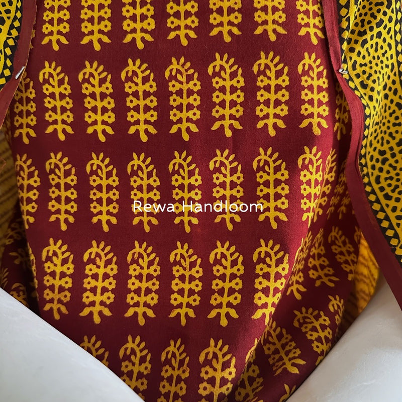 Maroon-Yellow Bagh Print Cotton Suit BGCSJ0104