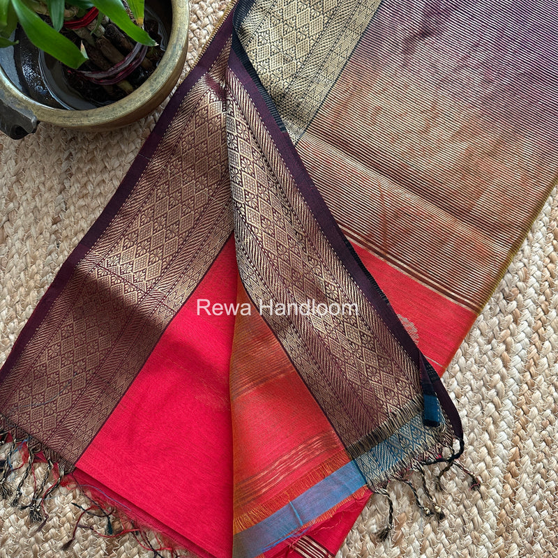 Maheshwari Fuchsia Pink Lining Butta Saree DSBS01