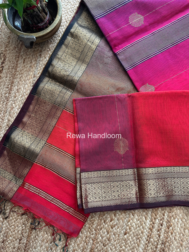Maheshwari Fuchsia Pink Lining Butta Saree DSBS01