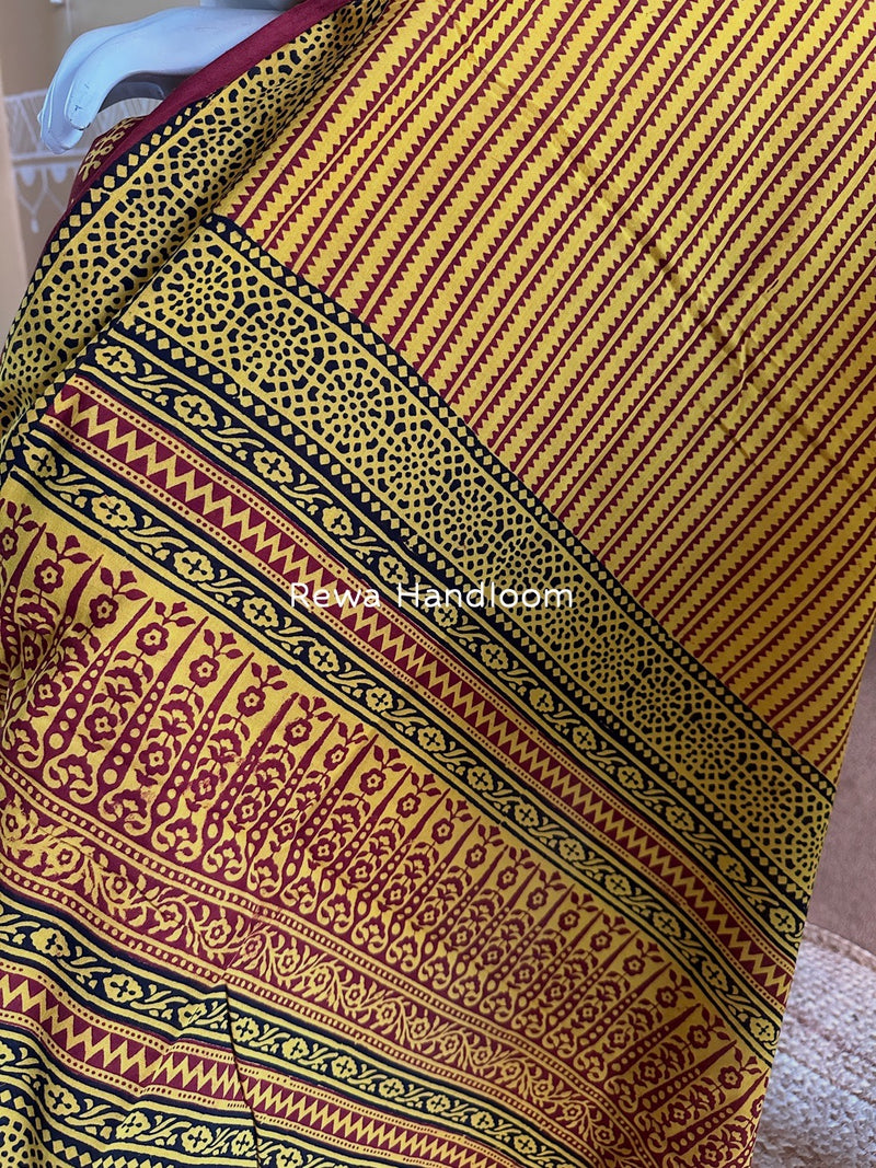Maroon-Yellow Bagh Print Cotton Suit BGCSJ0104