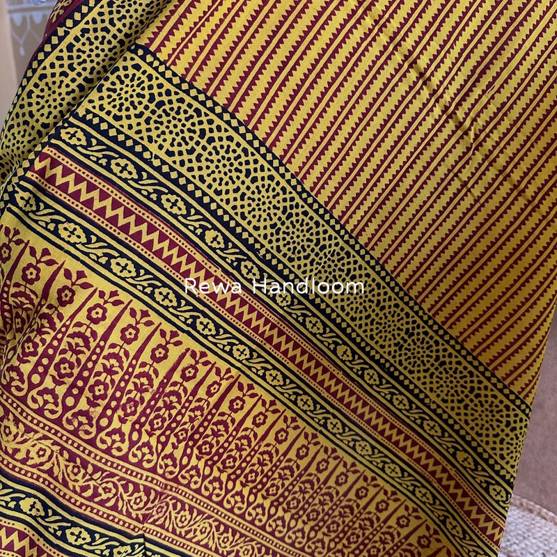 Maroon-Yellow Bagh Print Cotton Suit BGCSJ0104