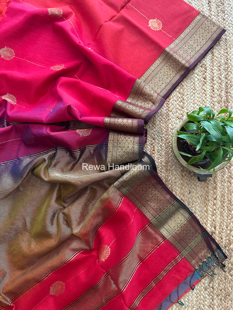 Maheshwari Fuchsia Pink Lining Butta Saree DSBS01