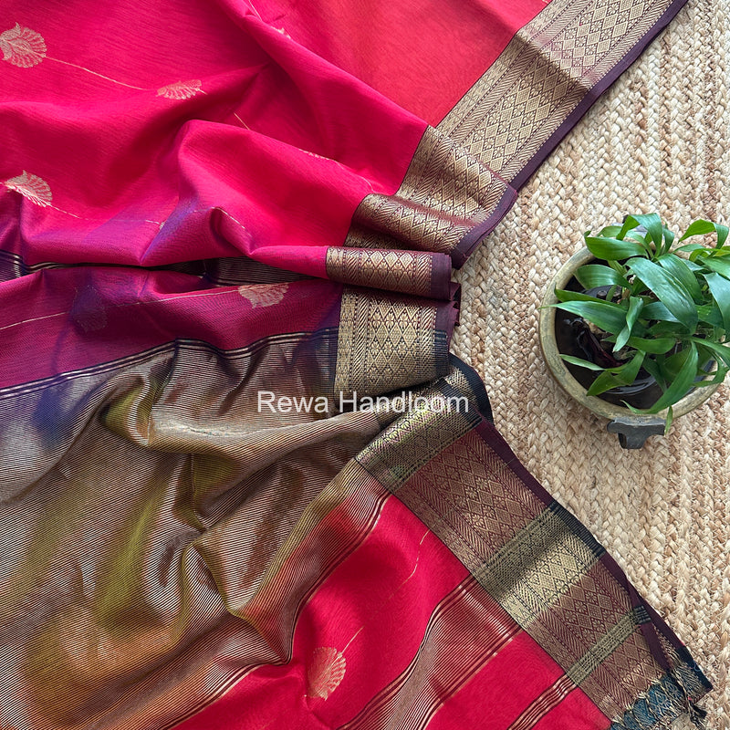 Maheshwari Fuchsia Pink Lining Butta Saree DSBS01