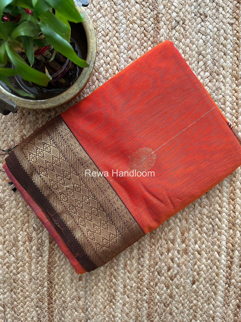 Maheshwari Orange Lining Butta Saree DSBS03