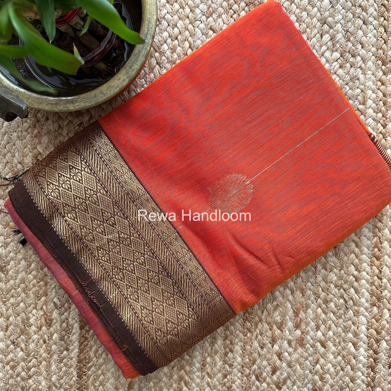 Maheshwari Orange Lining Butta Saree DSBS03