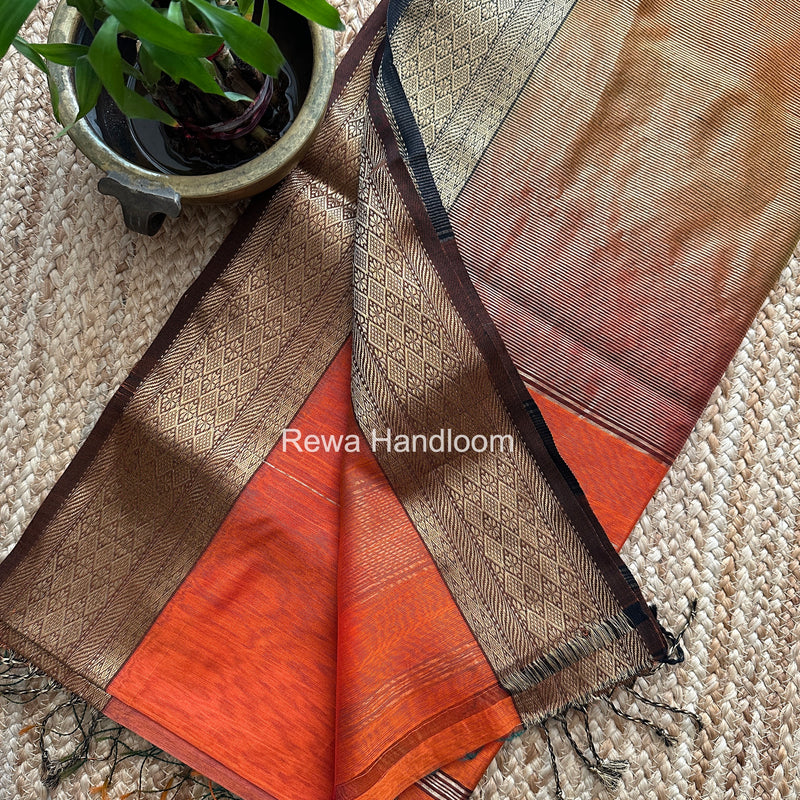 Maheshwari Orange Lining Butta Saree DSBS03
