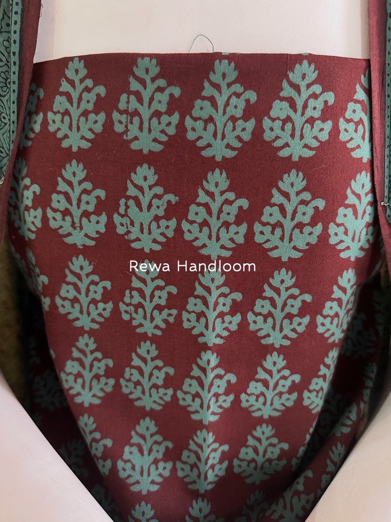 Maroon-Green Bagh Print Cotton Suit BGCSJ0108