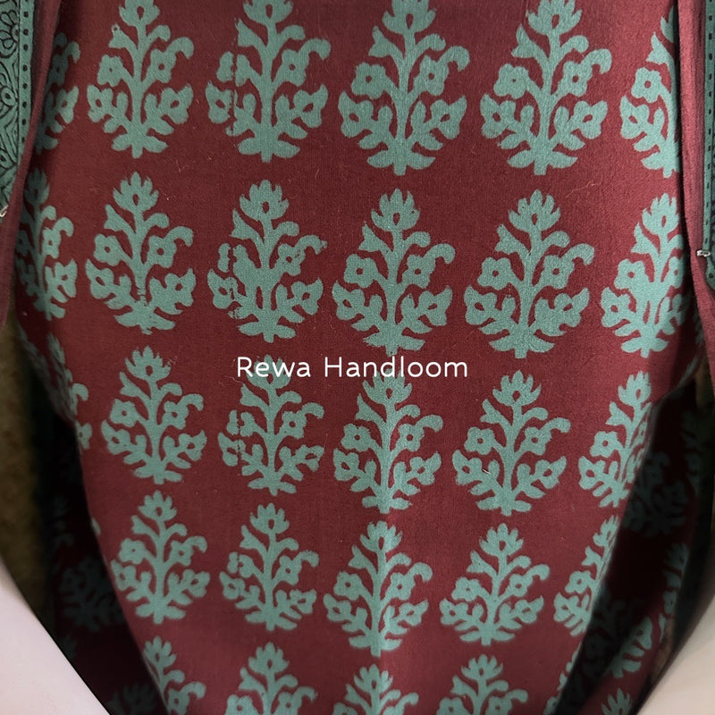Maroon-Green Bagh Print Cotton Suit BGCSJ0108