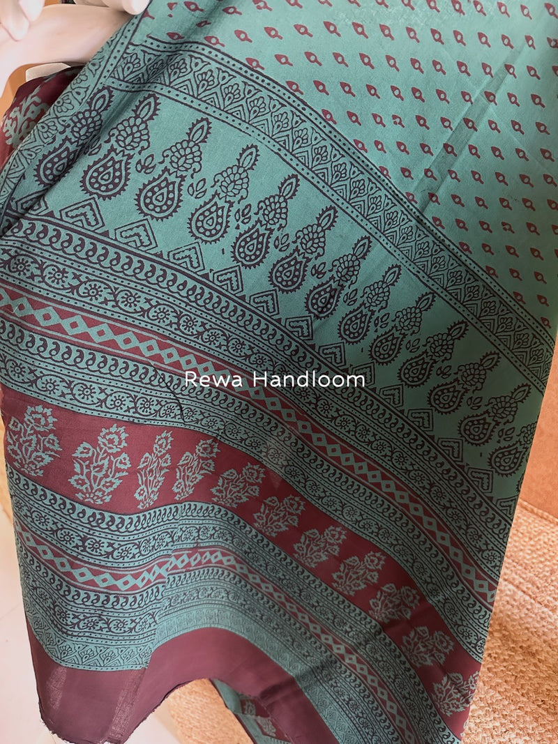 Maroon-Green Bagh Print Cotton Suit BGCSJ0108