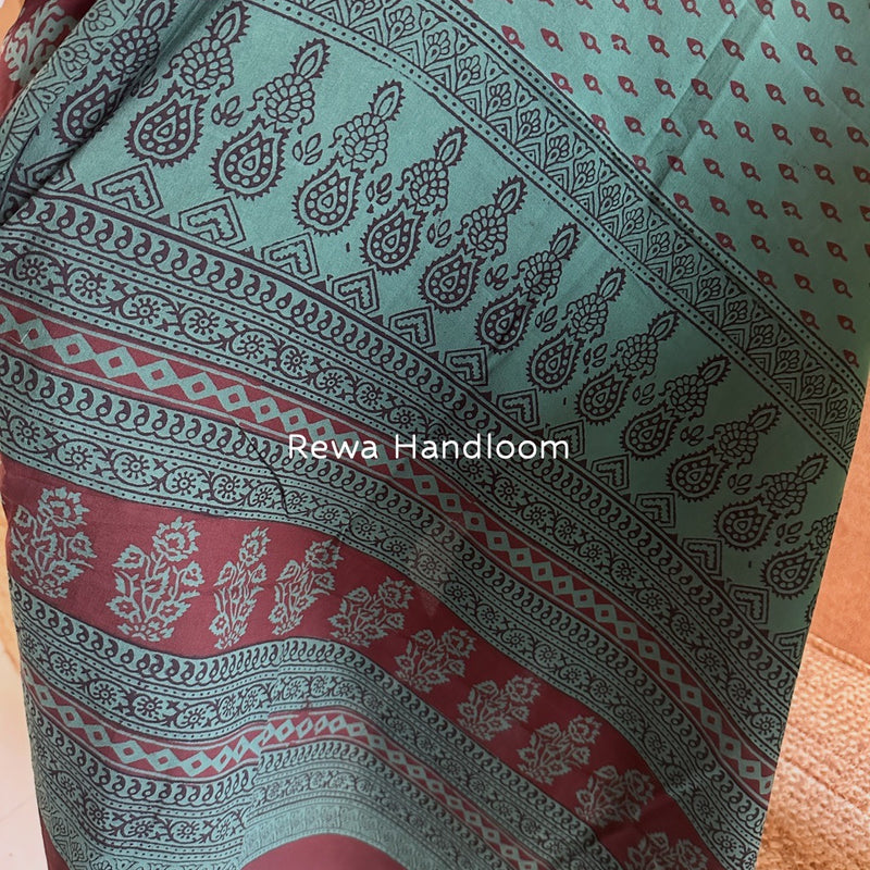 Maroon-Green Bagh Print Cotton Suit BGCSJ0108