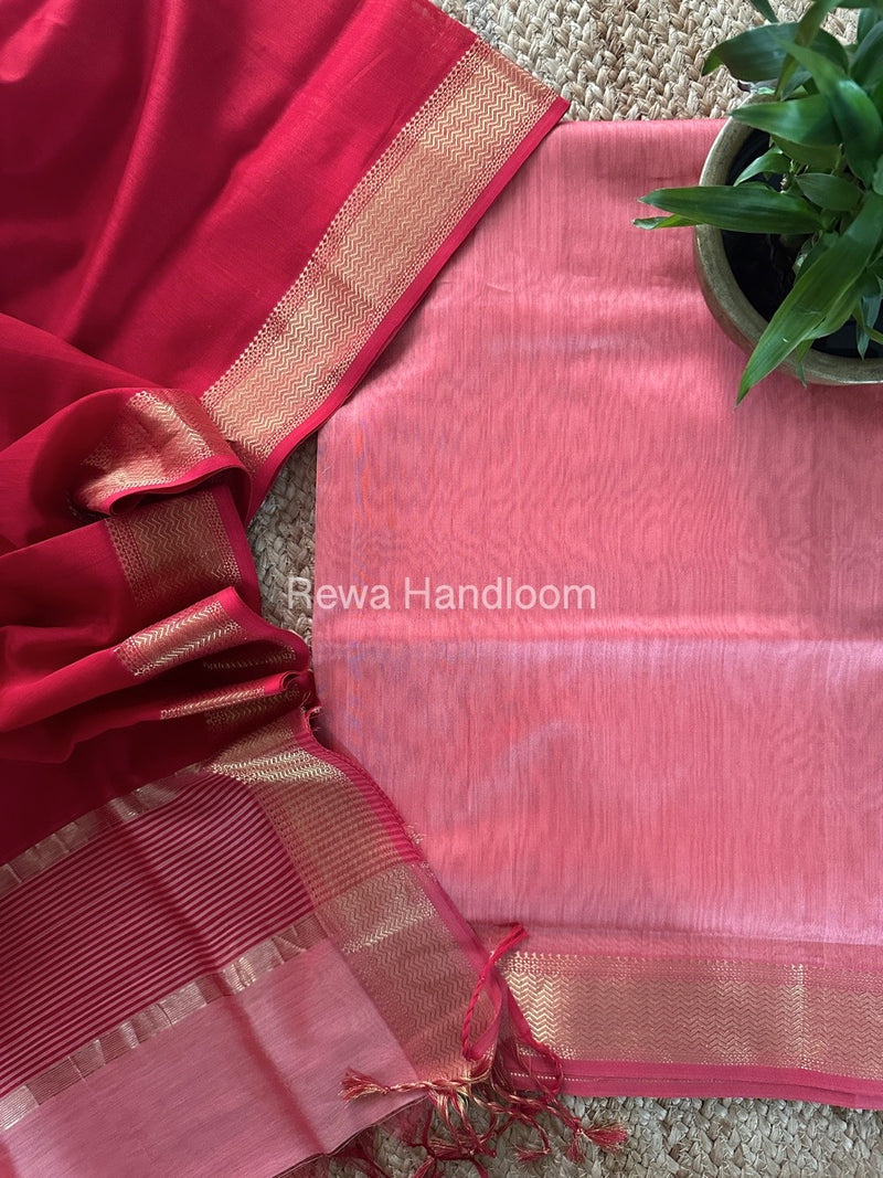 Maheshwari Zari Border Dress Material