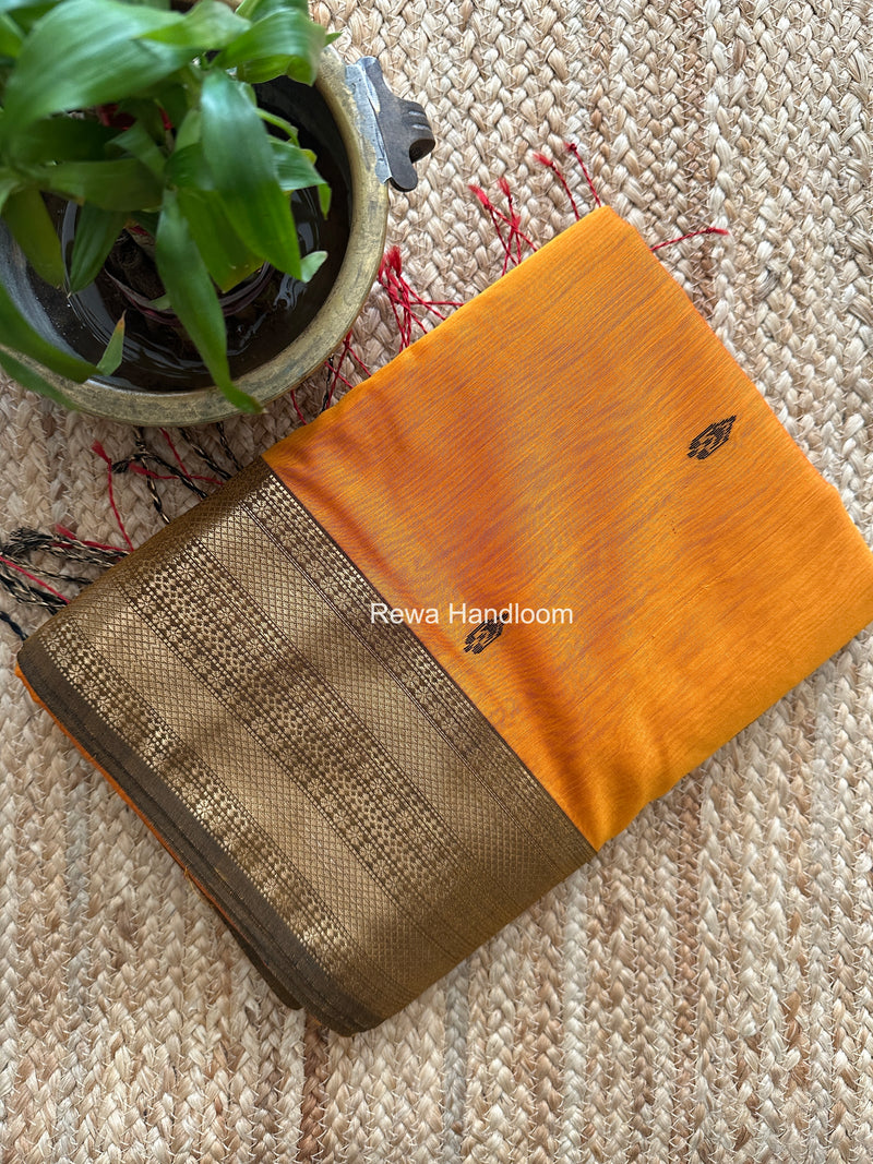 Maheshwari Turmeric Yellow Flower Butti Saree PBS01