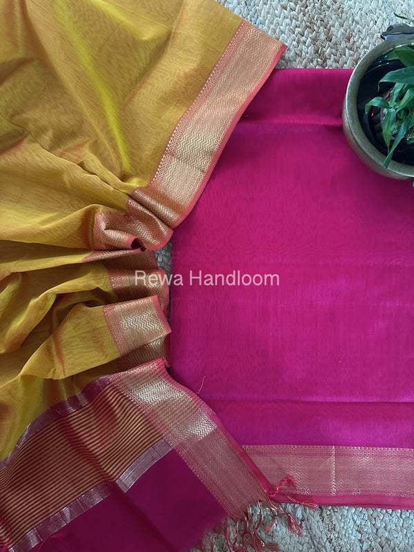 Maheshwari Zari Border Dress Material