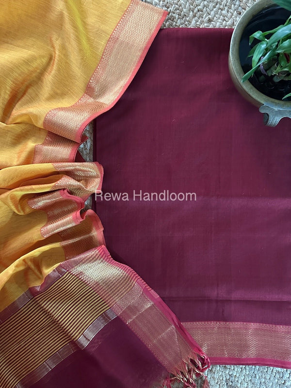 Maheshwari Zari Border Dress Material