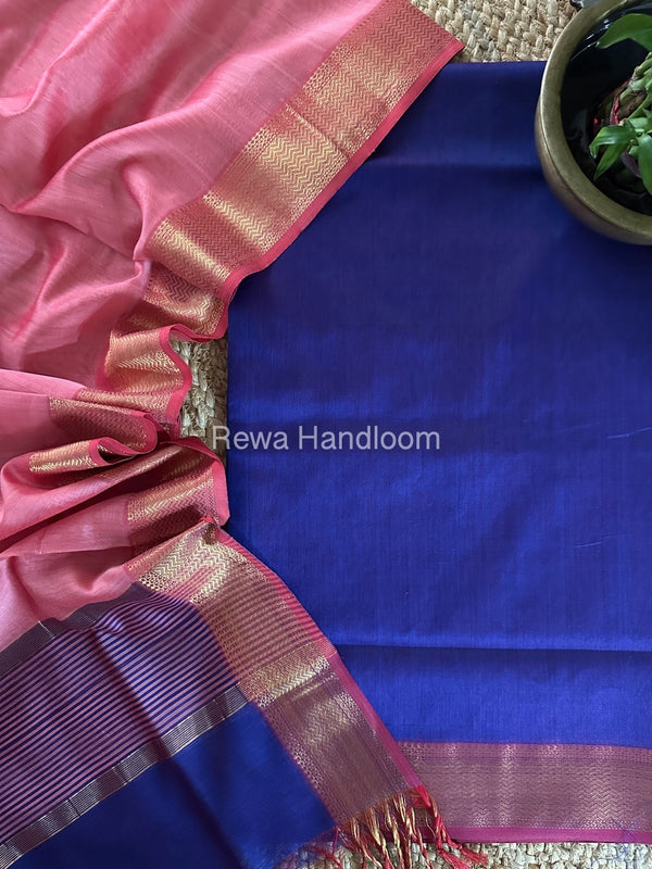 Maheshwari Zari Border Dress Material