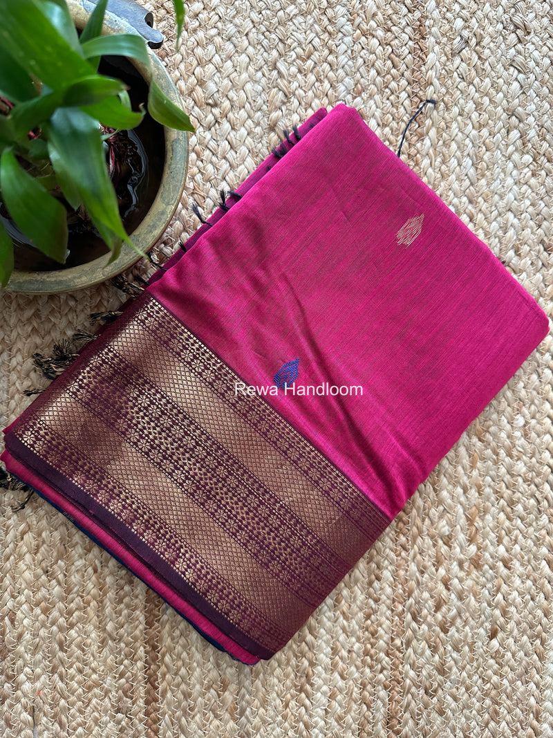 Maheshwari Magenta Flower Butti Saree PBS04
