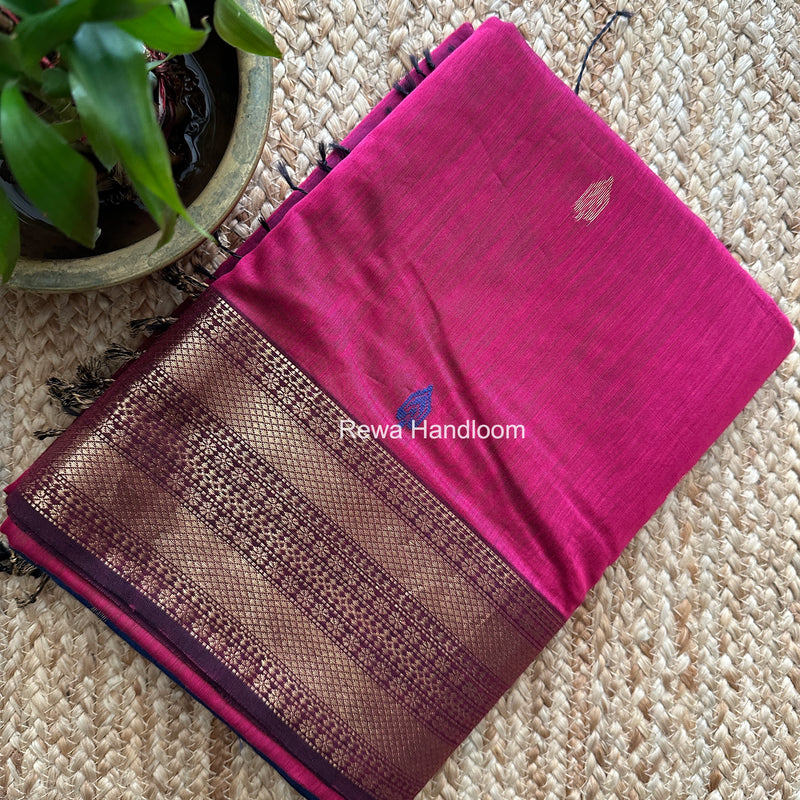 Maheshwari Magenta Flower Butti Saree PBS04