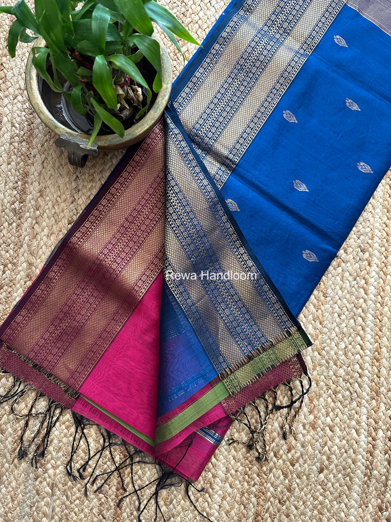 Maheshwari Magenta Flower Butti Saree PBS04