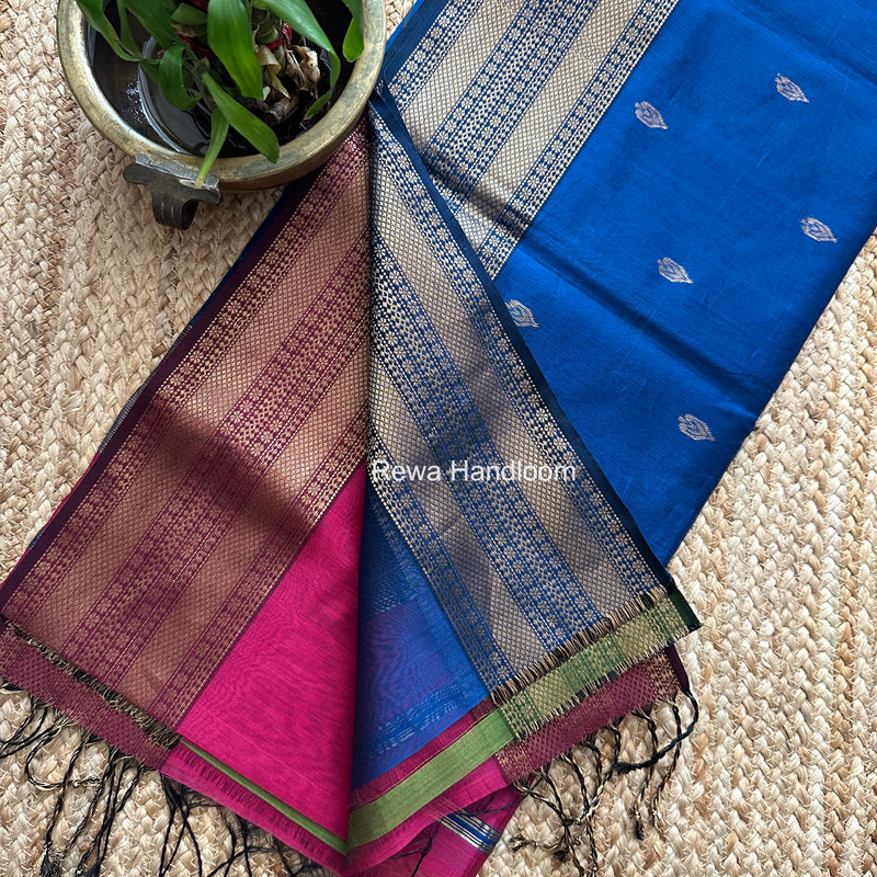 Maheshwari Magenta Flower Butti Saree PBS04