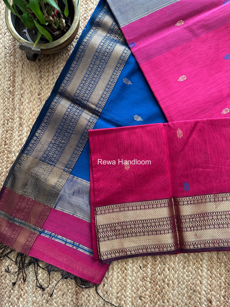 Maheshwari Magenta Flower Butti Saree PBS04