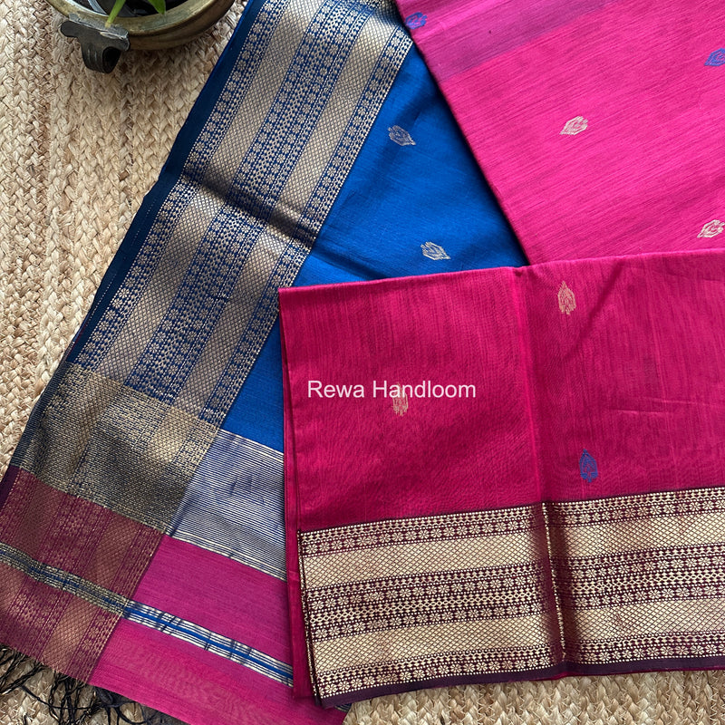 Maheshwari Magenta Flower Butti Saree PBS04