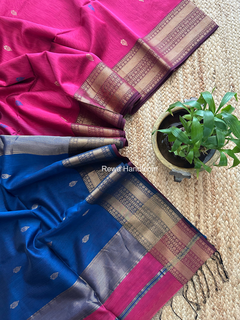 Maheshwari Magenta Flower Butti Saree PBS04