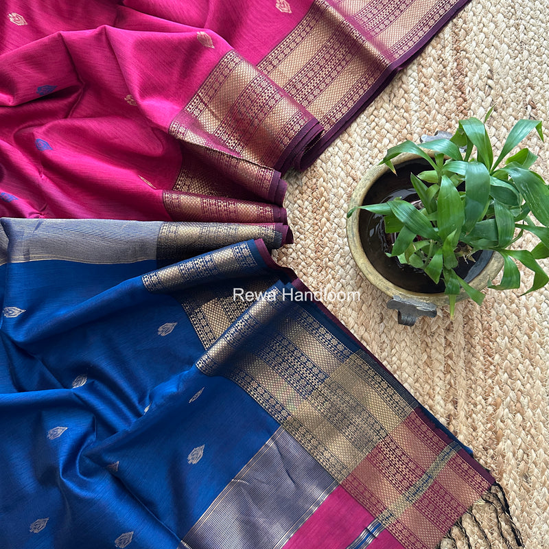 Maheshwari Magenta Flower Butti Saree PBS04