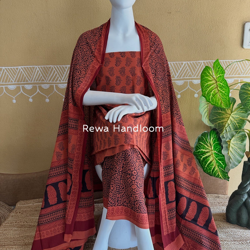 Bagh Print Cotton Suit 