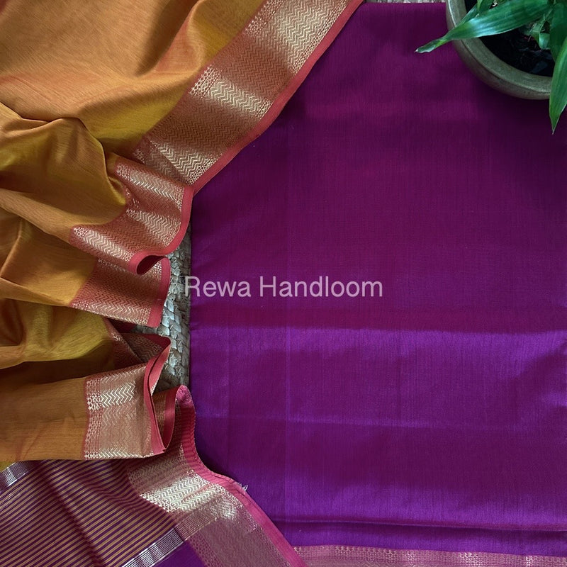 Maheshwari Zari Border Dress Material