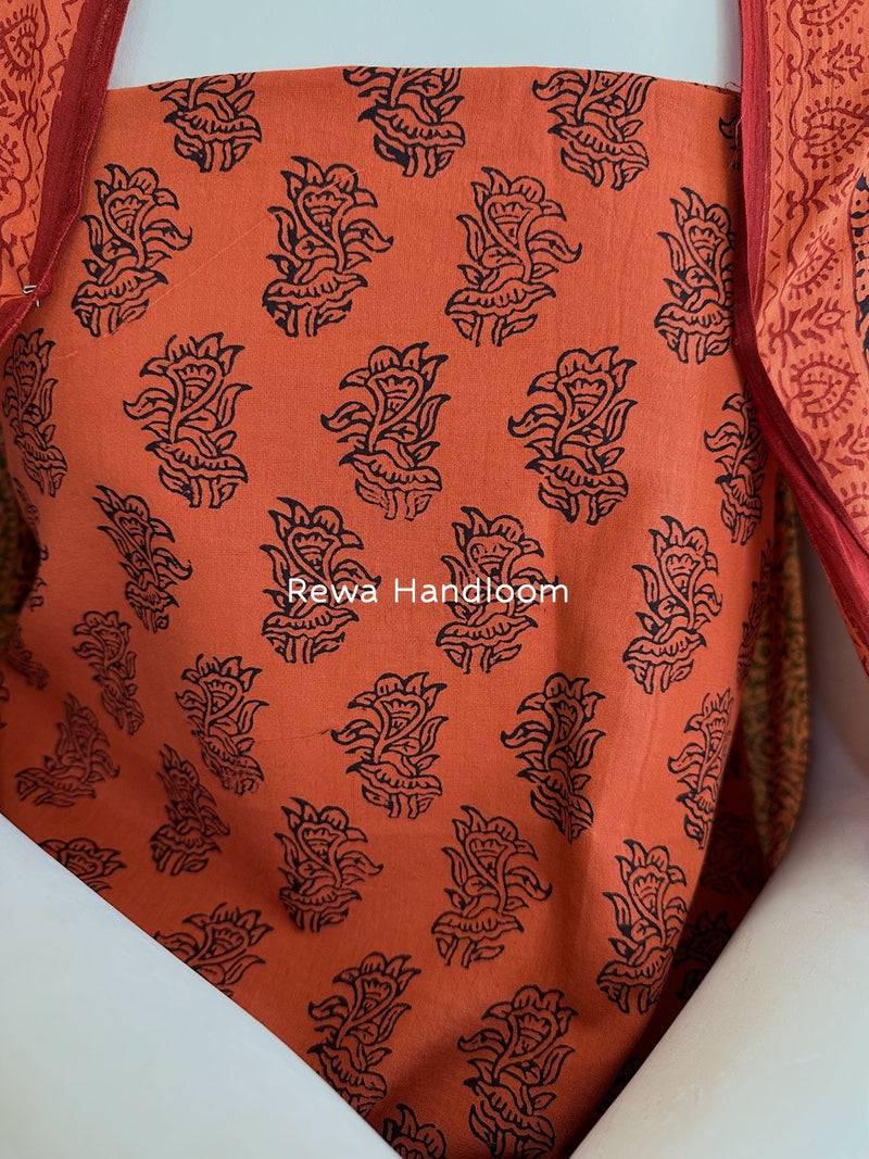 Rust-Black Bagh Print Cotton Suit BGCSJ0139